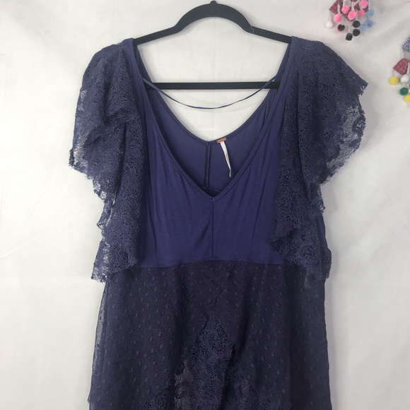 FP Heatherton sheer lace mesh fairy sleeve blouse - Picture 4 of 11